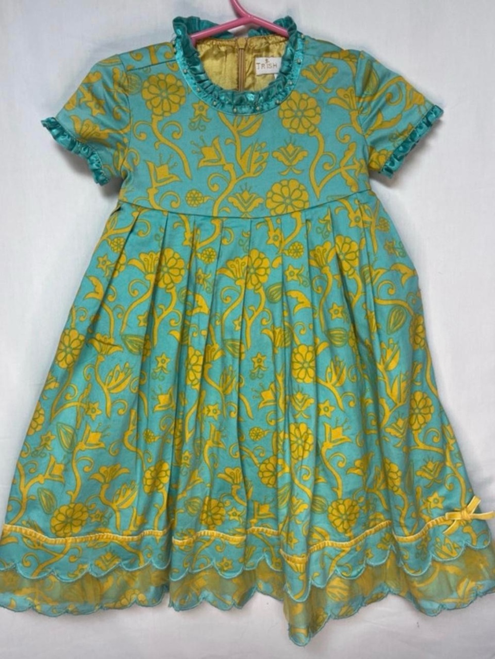 Trish Scully yellow and teal floral dress: 18M